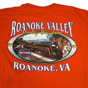 Harley Davidson Short Sleeve T-shirt Mens L Roanoke Virginia Biker 611 Train‎